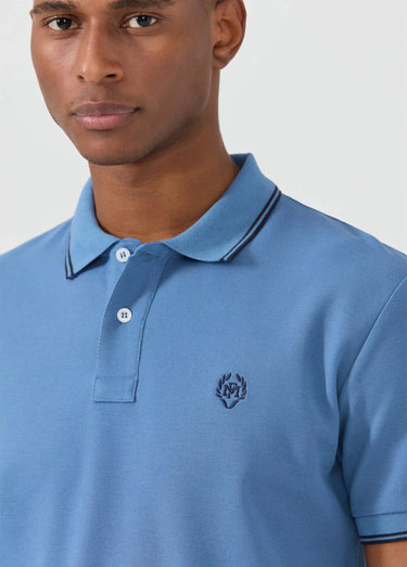 Polo manches courtes détails contrastés Indigo
