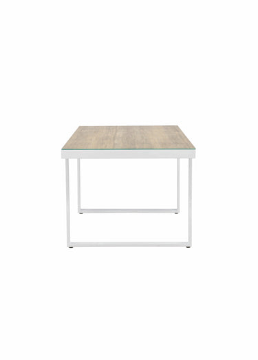 Table de jardin design alu, 6 personnes Blanc