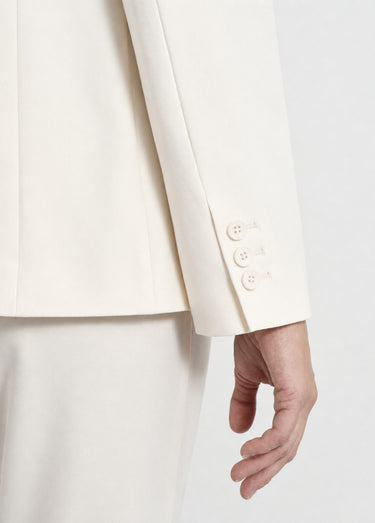 Veste tailleur unie fluide double boutonnage Ivoire