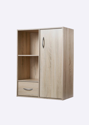 Etagère 2 niches + 1 porte + 1 tiroir 2M Marron Clair
