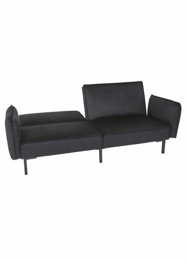 Canapé convertible velours, 2 coussins Noir
