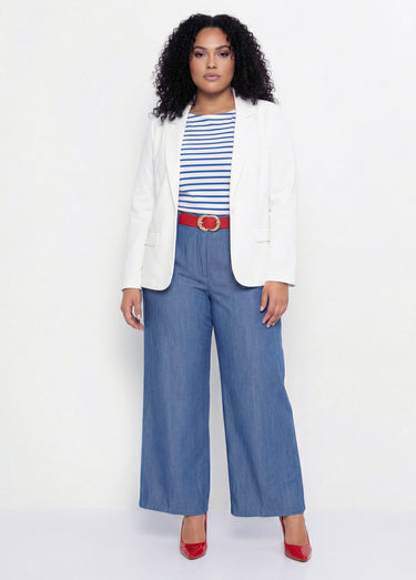 Veste droite boutonnée maille milano unie Blanc