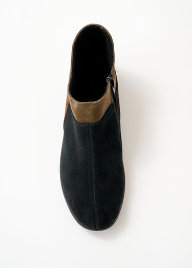 Boots zippées largeur confort cuir velours Noir / Marron