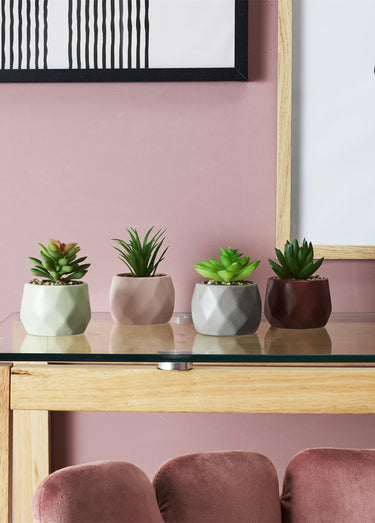 Plante artificielle + pot origami Gris