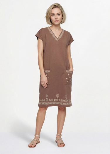 Robe de plage ample courte Marron