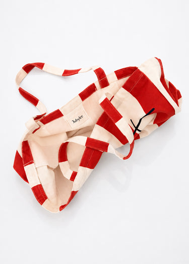 Sac de plage coton rayé Dolce Vita Rouge/Blanc