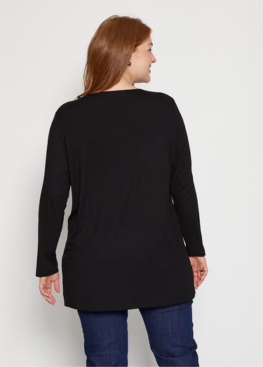 Tunique longue motif pailleté fleurs Noir