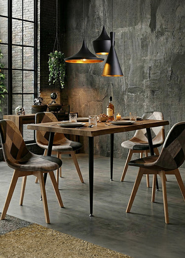 Table à manger rectangle plateau bois Noir