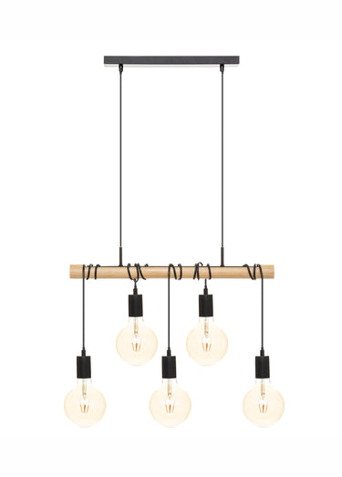 Suspension tendance métal 5 lampes JAKE Noir
