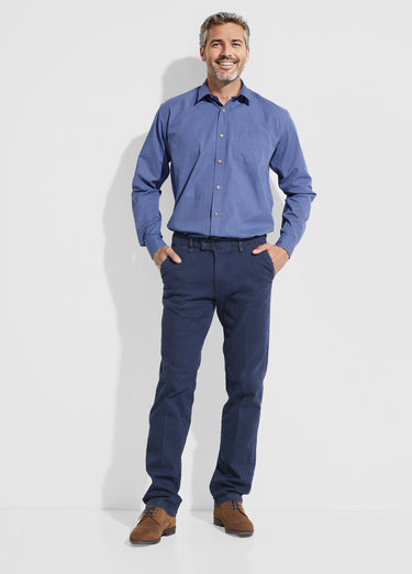 Chemise micro carreaux manches longues Bleu