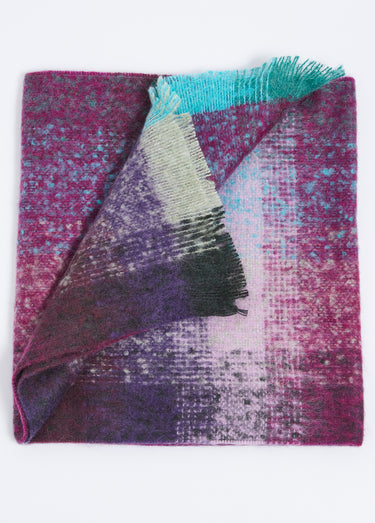 Écharpe frangée multicolore avec mohair Violet