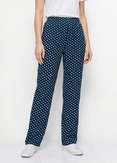 Pantalon imprimé taille élastiquée Pois