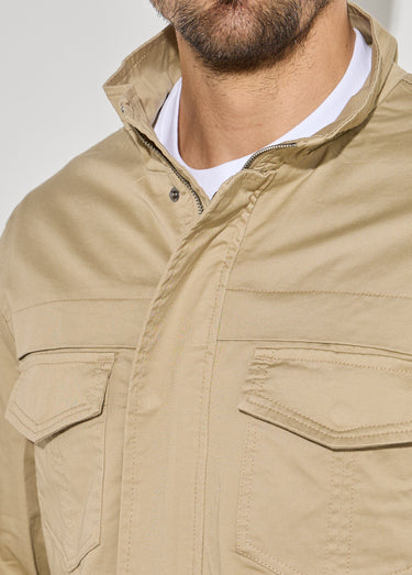Veste casual multipoches col montant Beige