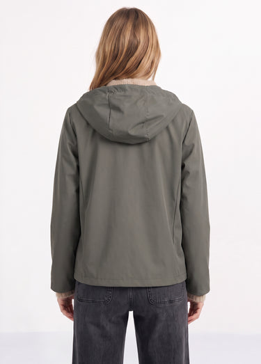 Veste coupe vent imperméable col montant Kaki