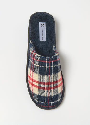 Chaussons mules plats motif carreaux Carreaux Rouge