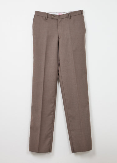 Pantalon ceinture ajustable invisible tissu sergé laine Beige Fonce