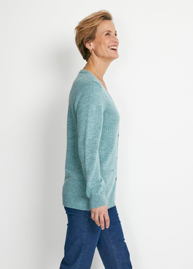Gilet col V boutonné brodés strassé Vert