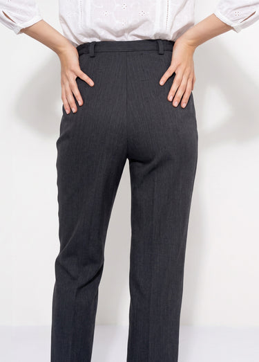 Pantalon taille semi-élastiquée droit Gris