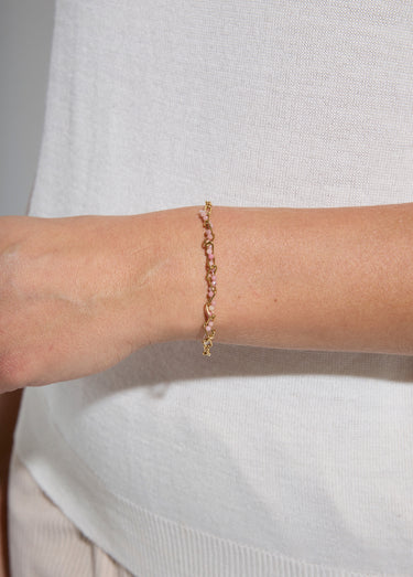 Bracelet chaîne acier inoxydable doré perlé Doré Rose