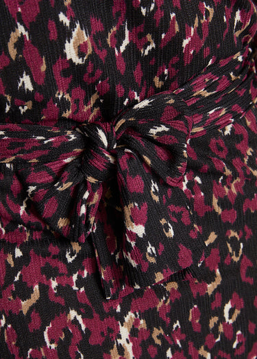 Robe courte cache-coeur en maille Imprime Prune