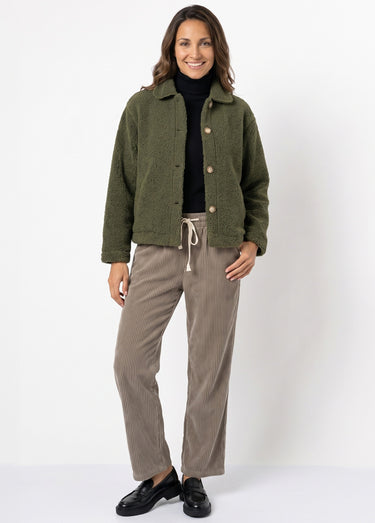 Veste maille bouclette intérieur polaire Kaki