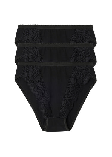Culotte échancrée dentelle - lot de 3 Noir Lot3