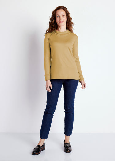 Sous-pull chaud col roulé maille interlock unie Taupe