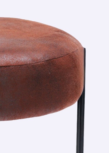 Pouf métal forme tabouret, avec coussin Marron