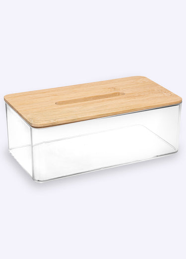 Boite à mouchoirs avec couvercle bambou Transparent / Bambou