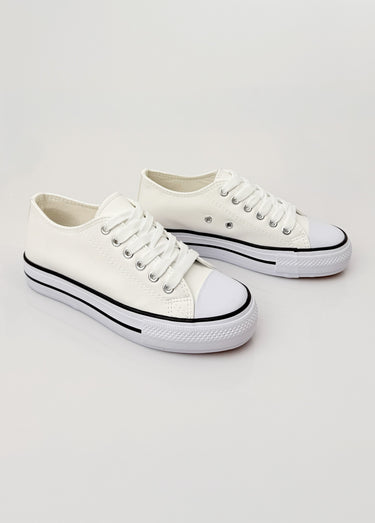 Baskets simili cuir lacets inspiration US Blanc