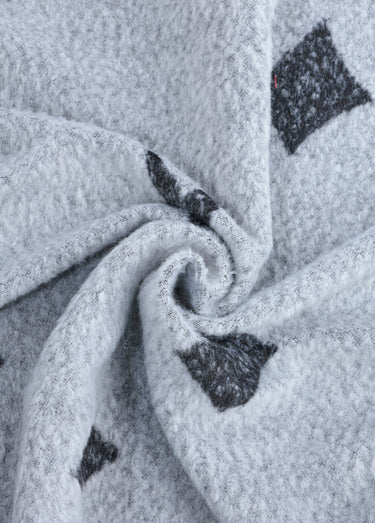 Coupon tissu lainage chaud, losanges Gris