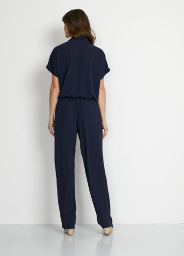 Combi-pantalon unie taille élastiquée Uni Marine
