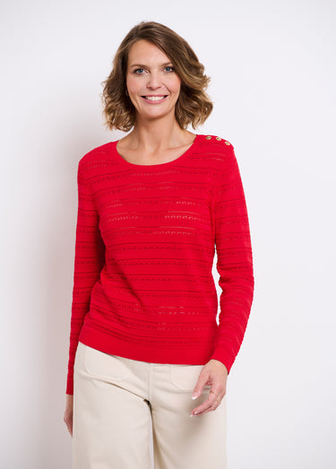 Pull doux col rond manches longues Rouge