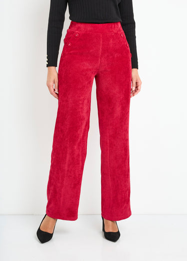 Pantalon large velours milleraies Rouge
