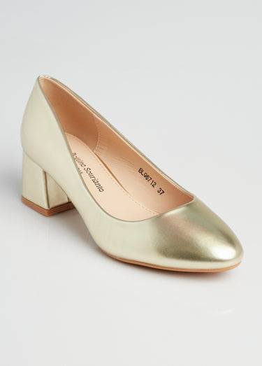 Escarpins bout rond et talon recouvert Dore