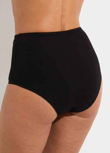 Culotte taille haute coton - lot de 6 Noir Lot6