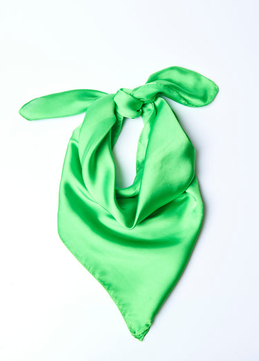 Foulard carré uni aspect satiné Vert Vif