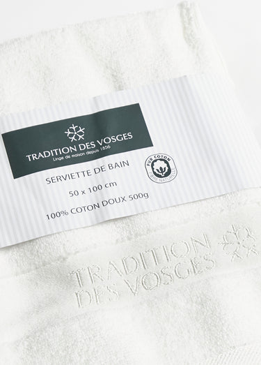 Serviette de bain en éponge pur coton Blanc