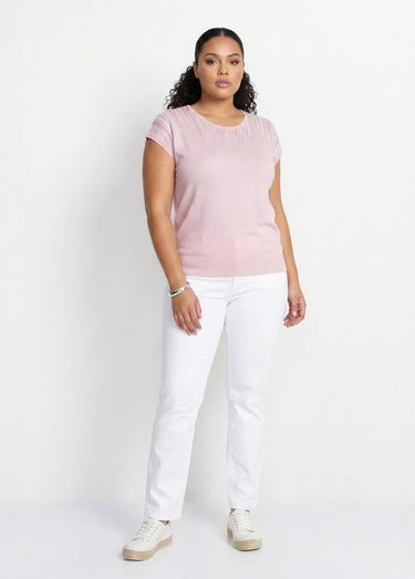 Pull maille scintillante manches kimono Rose