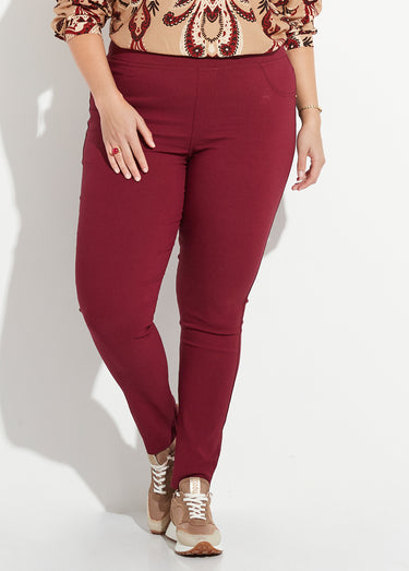 Pantalon extensible taille élastiquée Bordeaux