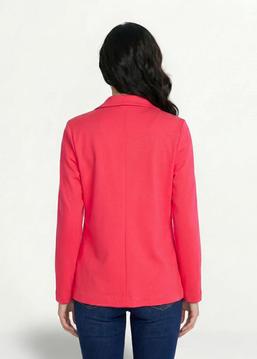 Veste droite boutonnée maille milano unie Rose
