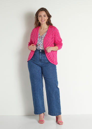 Gilet boléro fin ajouré coton Cassis