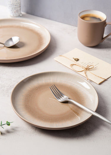 Service de table 12 pièces en grès, Iris 2 Taupe