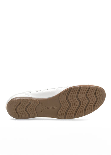 Ballerines cuir ajouré, antidérapantes Blanc
