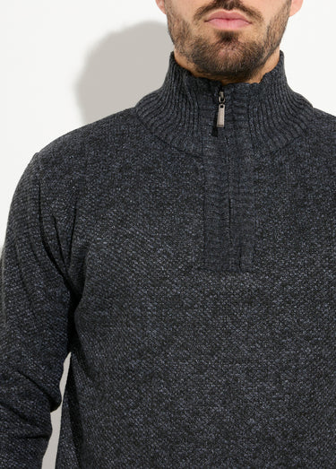 Pull col zippé chaud intérieur polaire Noir