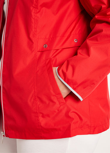 Parka courte zippée légère avec capuche Rouge