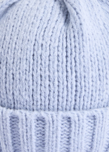 Bonnet pastel en maille cotelée à revers Bleu Ciel
