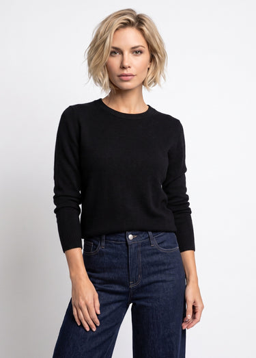 Pull doux col rond manches longues Noir