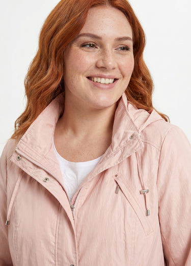 Parka zippée pressionnée, effet satiné Rose Nude