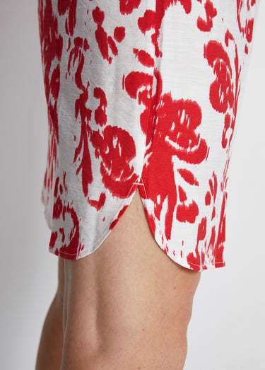Robe courte imprimée manches kimono Blanc/Rouge